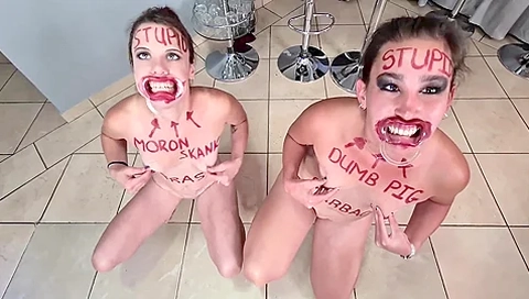 Two Stupid Whores Doing Stupid Things, Self Humiliation, Humiliating Each Other