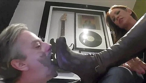 Lusty Milf Got Her Muddy Boots Licked Out By Her Personal Male Foot Slave
