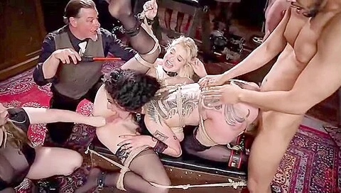 Anal Sluts Tied Down For Service At Bdsm Swinger Party