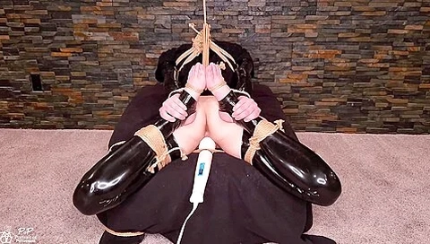 Playing With Magic Rope: Tied-up Latex Slut In A Gas Mask Made To Squirt & Have Multiple Orgasms
