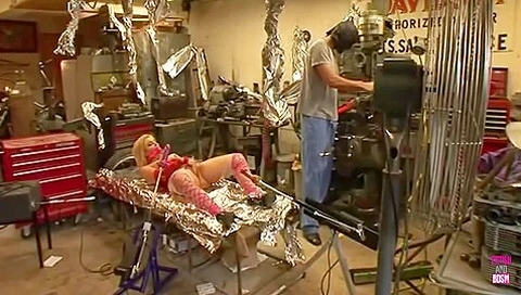 This Blonde Bitch Got Her Ass Banged By A Dildo And Pussy By A Man