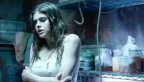 Alexandra Daddario In Big Boobs In White Shirt, Shaking