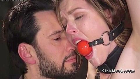 Blonde Slave Electro Shocked In Rope Bondage