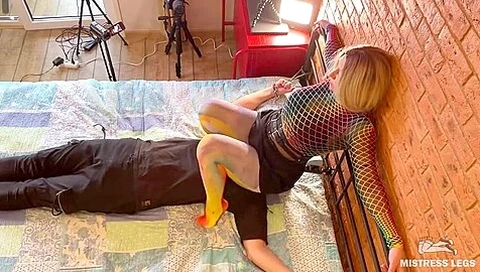 Mistress Trampling Facestanding And Facesitting In Cute Opaque Pantyho