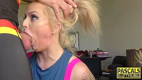 Submissive Bitch Gagging On Male Pole - Hard Fuck